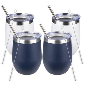 lot 6380 image: 12oz3 Pack Stainless Steel Wine Tumbler with Lids, Double WallVacuum Stainless Steel Travel Tumbler,Insulated Wine GlassesTravel Tumbler for Cold and Hot Drinks,Cup for ChampaignCoffee(whiteBlue)