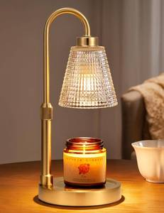 lot 6382 image: Innqoo Gold Candle Warmer Lamp with Timer, Dimmable Candle Warmer for Jar Candles, Height Adjustable Wax Melts Warmer, Birthday Gifts for Women Mom, House Warming Gifts New Home Decor