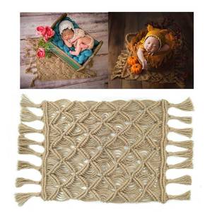 lot 6404 image: Honra Newborn Photo Props for Photography Baby Photoshoots Rug Posing Macrame Blanket (Brown A)