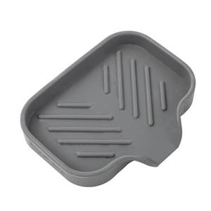 lot 6418 image: MicoYang Silicone Bathroom Soap Dishes with Drain Spout-Bathroom and Kitchen Sink Organizer,Sponge Holder,Dish Soap Tray,Perfect for Dispenser,Scrubber,Bottle,Cup on Sink or Counter-Grey 4.93.2inin