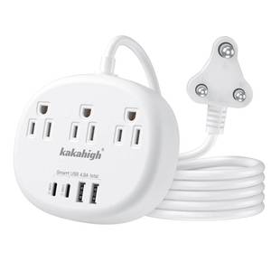 lot 6420 image: South Africa Plug Adapter, Type M Adapter for South Africa with 3 American Outlets 4 USB Ports (2 USB-C) Total 24W, Type M Plug Adapter for USA to South Africa Botswana Namibia Nepal Bhutan