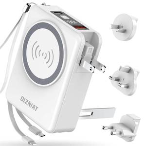 lot 6422 image: OIZNIAT for Magsafe Portable Charger Power Bank 10000mAh, 22.5W Battery Pack Fast Charging Wall Plug Power Bank for iPhone Andriod Sumsung Travel Charger with Built in USB C and Lightning Cables