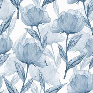 lot 6424 image: Heroad Blue Peel and Stick Wallpaper Boho Large Floral Contact Paper Modern Wall Paper Cabinets Waterproof Removable Self Adhesive Wallpaper for Bathroom Vinyl Roll 17.3x393inin