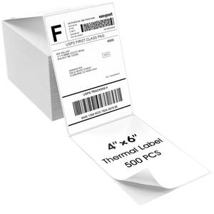 lot 6426 image: MaxGear 4 x 6in Direct Thermal Labels, 500 Fanfold Labels, for Shipping and Mailing, Perforated White, Commercial Grade with Permanent Adhesive, Compatible with Most Thermal Printers,1 Stackin