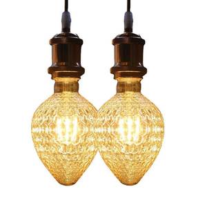 lot 6435 image: VicFlora Vintage Edison LED Bulbs, Strawberry Shaped Light Bulbs 4W G30 E26 Base 2200K Warm White Amber Glass, Decorative Led Bulbs Dimmable Suitable for Chandelier Wall Lamp, Pack of 2
