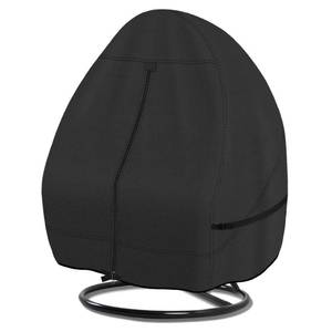 lot 6437 image: Porch Shield Patio Hanging Egg Chair Cover - 600D Waterproof Outdoor Double Seat Wicker Swing Egg Chair with Stand Protector, Black