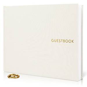 lot 6440 image: ZICOTO Beautiful Linen Wedding Guest Book for Your Wedding Reception - Simply Elegant Guestbook to Sign in and Add Polaroid Photos - The Perfect Baby Shower Guest Book and Addition to Your Big Day