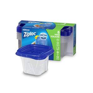 lot 6448 image: Ziploc Food Storage Meal Prep Containers Reusable for Kitchen Organization, Smart Snap Technology, Dishwasher Safe, Mini Square, 8 Count