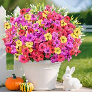 lot 6450 image: AmberFun 24 Bundles Artificial Flowers for Outdoors, Realistic Fake Silk Flowers for Outside Decoration, Faux Plants Lavender Outdoor Planter Window Box Hanging Basket Porch Patio Decor