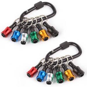 lot 6451 image: Katerk 6pcs 14 inch Hex Shank Aluminum Alloy Screwdriver Bits Holder 2 Sets, Light-weight Quick-change Extension Bar Keychain Drill Screw Adapter Change Portable (With Black Carabiner)