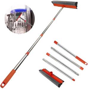 lot 6456 image: Window Squeegee for Window Cleaning, Squeegee Window Cleaner Tool 2 in 1 Car Window Cleaning Tool with Extension Pole 58 Telescopic Window Washing Equipment, Shower Squeegee for Shower Glass Door