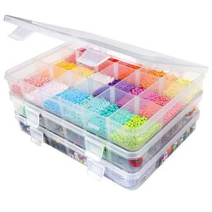 lot 6463 image: CGCG 3 Pack Plastic Organizer Box with Adjustable Dividers 18 Grids Clear multi Compartment Storage Container Small Case for Beads Crafts Jewelry Fishing Tackles Tackles nail charm sticker