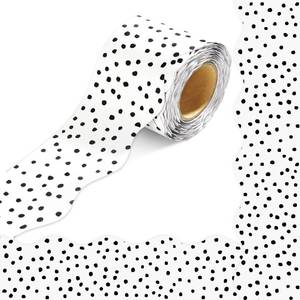 lot 6469 image: VABAMNA 50 Feet Bulletin Board Borders Black White Wavy Dots Scalloped Rolled Borders Trim for School Home Office Party Decorations Preschool Kindergarden Classroom Door Wall Decors