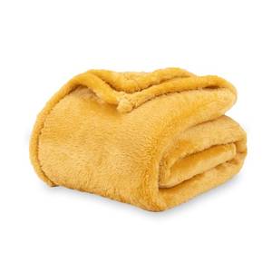 lot 9618 image: Berkshire Blanket Classic Extra-Fluffy� Plush Blanket Queen Size, Soft Fuzzy Fluffy Long Hair Blanket for Couch Sofa Bed, Ochre, 90x90 Inches