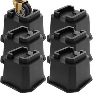 lot 9627 image: MCXYEM Adjustable Bed Furniture Risers Elevation in Heights Heavy Duty Risers for Both Posts and Wheels of Furniture Sofa Bed Couch Table (Black 6 Pack, 4 Inch)