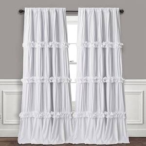 lot 9630 image: Homechoice Decor Thermal Insulated Blackout Window Curtains, 52 W x 96in L x 2 Panels, Boho Ruched Window Treatments with 3 Rows of Butterfly Flowers, Rustic Rod Pocket Drapes for Room, White (LQ-30)in