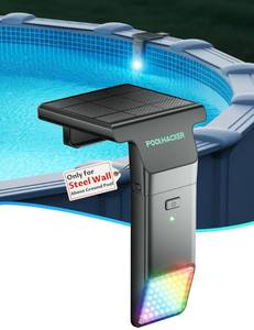 lot 9634 image: POOLHACKER Solar Pool Lights Only for Steel Wall Above Ground PoolOriginal, 10-Color 4-Mode LED Pool Lights, Underwater Swimming Pool Lighting with Timer Off, Remote, 1 Pack