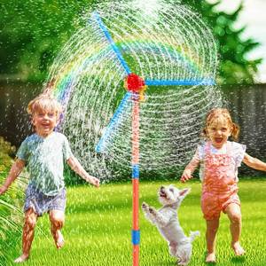lot 9637 image: Outdoor Water Sprinklers with 4 T Ball Set for Toddlers Kids Ages 4-8,Summer Outside Sprinklers Play Equipment Baseball Game Lawn Yard Tee Ball Game for Boys Girls,Hose Connector Included (C)