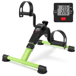 lot 9639 image: Pedal Exerciser Desk Exercise Bike Leg and Arm Bike with LCD Monitor Foldable (blackgreen)
