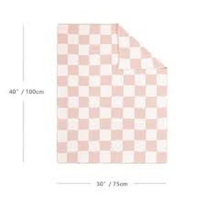 lot 6399 image: Small pink and white checkered blanket approximately 40x25 in