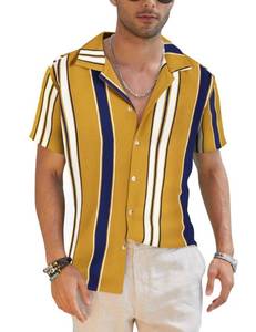 lot 53207 image: FACTORY SEALED - COOFANDY Mens Hippie Shirts Button Down Aloha Summer Shirts Vintage Striped Shirt