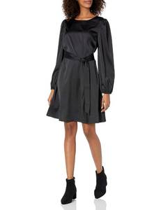 lot 53208 image: FACTORY SEALED - The Drop Womens shopdandy Belted Silky Stretch Dress, Black, XL - Retail $60