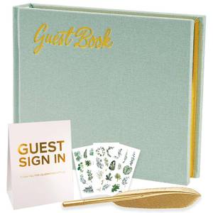 lot 53220 image: FACTORY SEALED - Duoduobuy 4-in-1 Linen Wedding Guest Book Wedding Reception for Polaroid Guest Book Baby Shower Guest Book for Guests to Sign & Add Photoes for Celebration Reception, Birthday, Graduation, Party