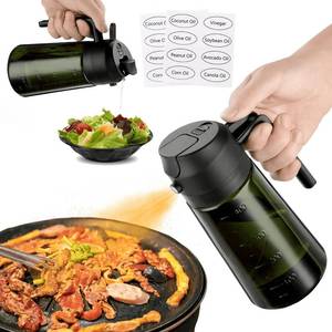 lot 53243 image: (UNUSED) JULEHUI Dark Green 16oz Olive Oil Sprayer for Cooking - 2 in 1 Spray & Pour Olive Oil Dispenser - 470ml Glass Spray Oil Bottle With Stickers