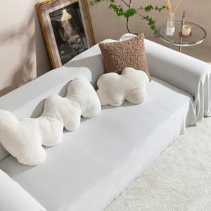 lot 53272 image: FACTORY SEALED - Roxooze Chenille Sofa Cover for Sectional Sofa, Washable Pet-Friendly Couch Protector with Tassels, L-Shaped Loveseat Cover, Off White, 71x118