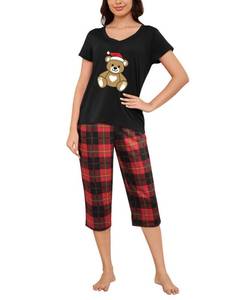 lot 53312 image: FACTORY SEALED - VENTELAN Womens Capri Pajama Sets Plus Size Sleepwear Top with Capri Pants 2 Piece Loungewear Set,L