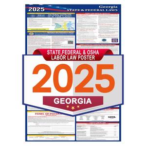 lot 53313 image: FACTORY SEALED - 2025 Georgia (GA) State Labor Law Poster,Federal and OSHA Compliant Laminated Poster,Workplace Required Posting for Employees