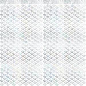 lot 53319 image: FACTORY SEALED - Holographic Foil Crown Curtains  3.28x6.56 Feet, Pack of 2  Crown Backdrop Curtains with Silver Tinsel for Baby Shower, Birthday, Wedding, Bachelorette Party Decorations