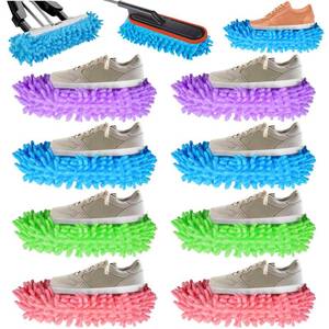 lot 53340 image: (UNUSED) 4Pairs Mop Slippers Shoes Cover, 4 Color Duster Slippers Foot Socks, Washable Reusable Shoes Cover for House Office Bathroom