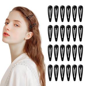 lot 53343 image: FACTORY SEALED - Sightor 24 Pcs Snap Hair Clips for Women, Metal Hair Clips Water Drop 2 Inch Barrettes Non Slip Small Hair Clips For Thick And Thin Fine Hair Accessories (Black)