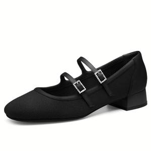 lot 53356 image: (UNUSED) NEWBELLA Mousse FIT Mary Janes Pumps for Women, Work Square Toe Dress Shoes with Block Heel (Black-Two Band, Adult, Women, 7, Numeric, US Footwear Size System, Medium)