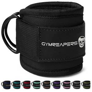 lot 53376 image: Gymreapers Ankle Straps (Pair) For Cable Machine Kickbacks, Glute Workouts, Lower Body Exercises - Adjustable Leg Straps with Neoprene Padding (Black, Pair) - Retail $20