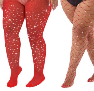 lot 53386 image: FACTORY SEALED - ANNTXL Plus Size Fishnet Tights Sparkly Fishnet Stockings Glitter Pantyhose 2 Pack Small and Big Mesh