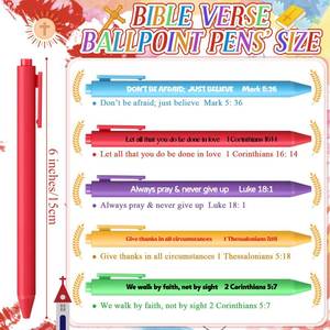 lot 53408 image: FACTORY SEALED - Sayglossy 60 Pcs 12 Sets Bible Verse Pens Bulk Christian Pens Jesus Loves You Pen Set Religious Ballpoint Pens with Card Packaging for Journal Writing Religious Gifts for Men Women(Candy Color)