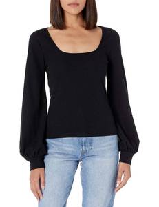 lot 53426 image: FACTORY SEALED - The Drop Womens lucyswhims Square-Neck Balloon-Sleeve Top, Black, L