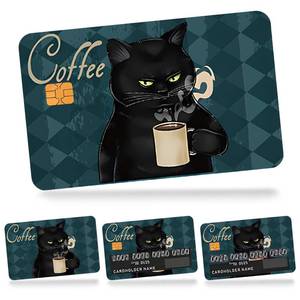 lot 53461 image: FACTORY SEALED - Black cat Credit card skin sticker 4pcs vinyl cartoon funny debit card skin waterproof ultra-thin scratch-resistant removable debit card sticker