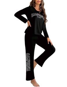 lot 53485 image: FACTORY SEALED - XULEN Womens Pajama Set Soft Printed Sleepwear 2 Piece Comfy Pjs Lounge Sets Black S - Retail $26