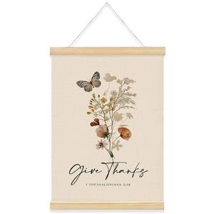 lot 53518 image: FACTORY SEALED - QROZIAR Christian Bible Verse Wall Decor Canvas Posters,Give Thanks Religious Scripture Wall Decor Framed with Wood Hanger,Wildflower Wall Hanging Banner Decor for Home Bedroom Living Room 12x16 Inch