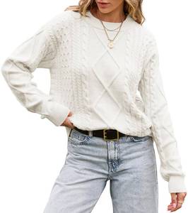 lot 53520 image: (UNUSED) TARSE Oversized Knit Sweater 2024 Fall Cable Knit Long Sleeve Chunky Casual Pullover Crewneck Plus Size Tops (MilkyWhite, XL)