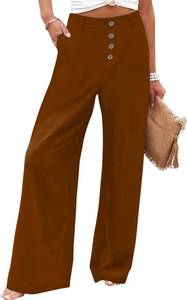 lot 53521 image: FACTORY SEALED - Oppchy Womens Casual Wide Leg Dress Pants High Waisted Business Work Palazzo Lounge Pants with Pockets, XX-Large, O-brown - Retail $28