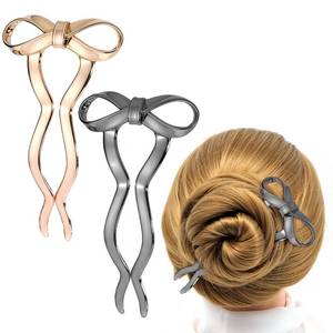 lot 53527 image: FACTORY SEALED - 2Pcs Bow French Hair Pin, 4.5 Inch Vintage French Twist Hair Pin for Women Metal U-Shaped Wavy Hair Fork for Women Long Thick Hair Hair Styling Accessories for Buns