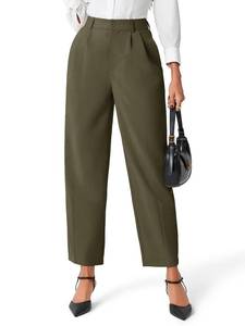 lot 53535 image: FACTORY SEALED - Cicy Bell Womens Work Dress Pants High Waited Pleated Straight Leg Casual Trousers with Pockets Army Green ,561