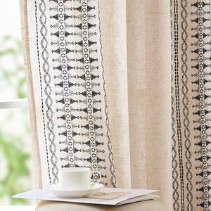 lot 53559 image: (UNUSED) jinchan Boho Curtains for Bedroom Linen Blend Boho Curtains 96 Inches Long 2 Panels Farmhouse Embroidered Drapes for Living Room Drapes Light Filtering Grommet Window Traetments Black on Beige