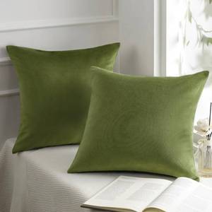 lot 53582 image: FACTORY SEALED - Phantoscope Pack of 2 Velvet Decorative Throw Decorative Pillow Cover Soft Solid Square Cushion Case for Couch Green 26 x 26 inches 65 x 65 cm - Retail $23