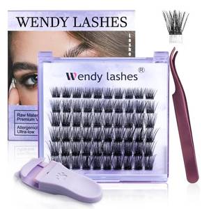 lot 53593 image: Self Adhesive Cluster Lashes Press On Pre-Glued Cluster Lashes Wispy DIY Eyelash Extensions Kit No Glue No Remover Self Adhesive Eyelash Clusters Kit By Wendy Lashes(ZN-C9-D-10-18mm Mixed)