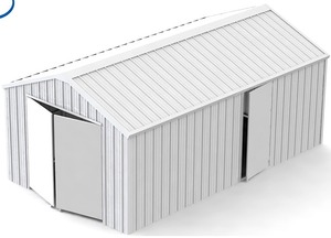 lot 4123 image: Unused KJ 12ft X 20ft Single Garage Metal Shed - K1220 - Cream